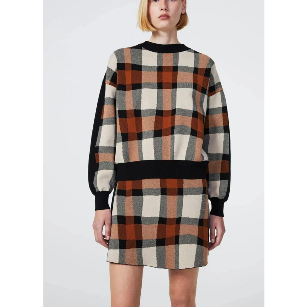 RODEBJER Reilly Check Multi/patterned pullover knit sweater L nwot